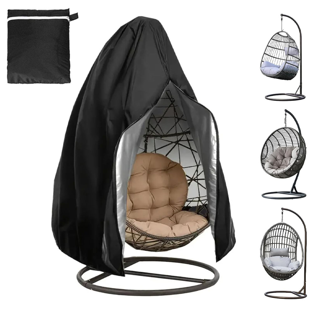 Pokrowiec na krzesło wiszące 230 x 200 cm – z zamkiem błyskawicznym, sznurkiem i torbą do przechowywania – czarny