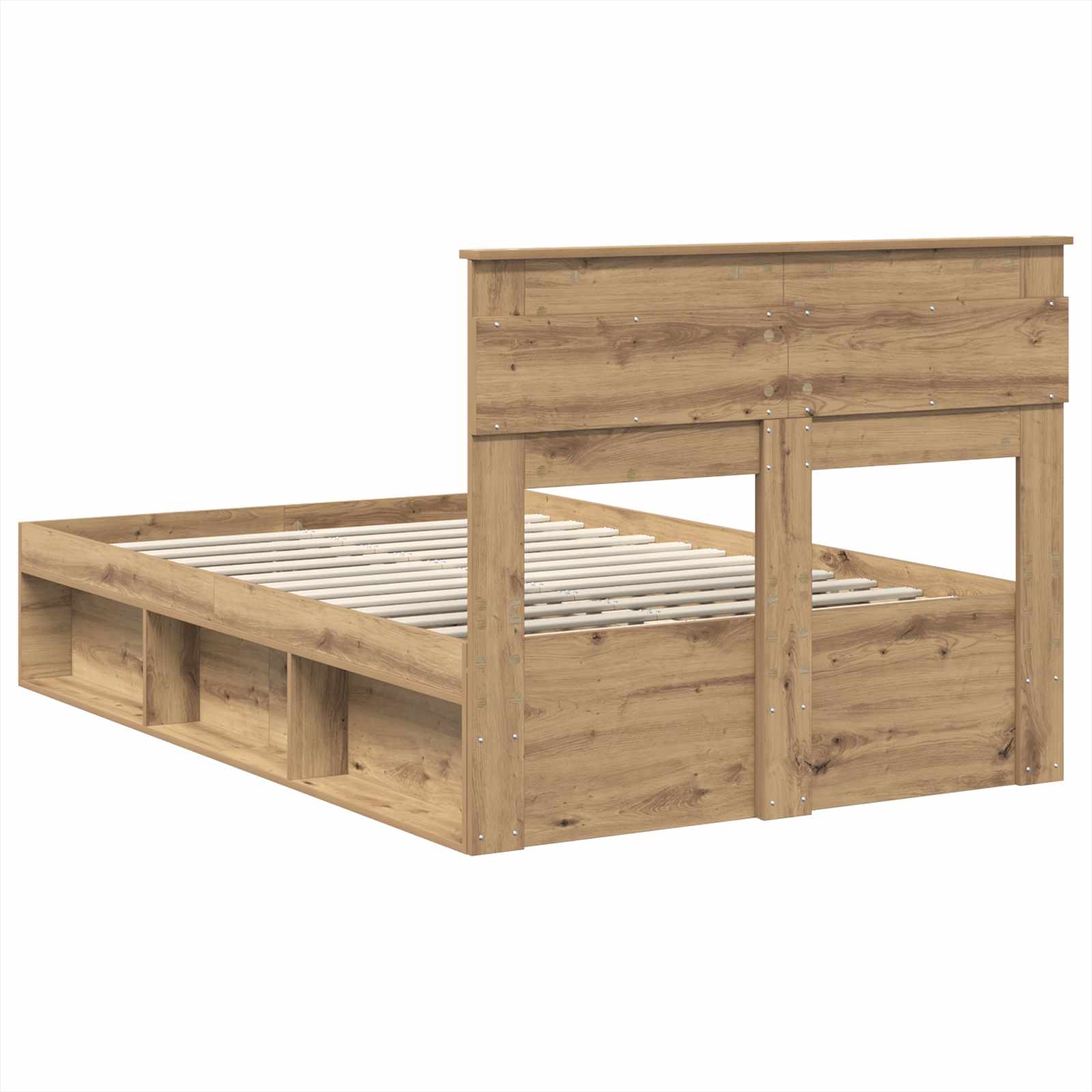 Cadre de lit chêne artisanal 120 x 190 cm bois de pin massif - 9