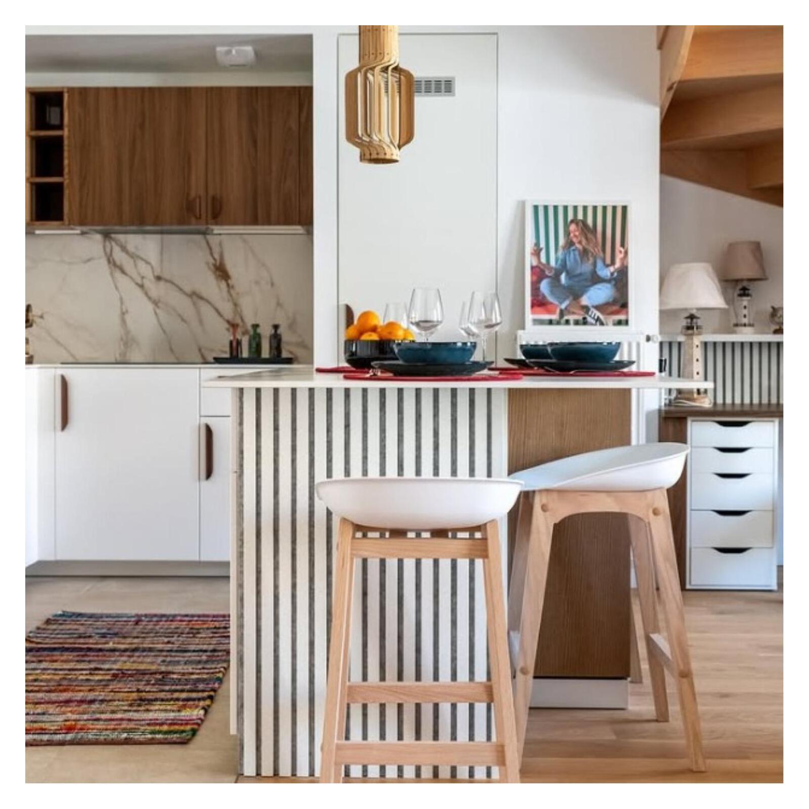 Set di sgabelli da bar RIVA in rovere da 75 cm con seduta in plastica - 7