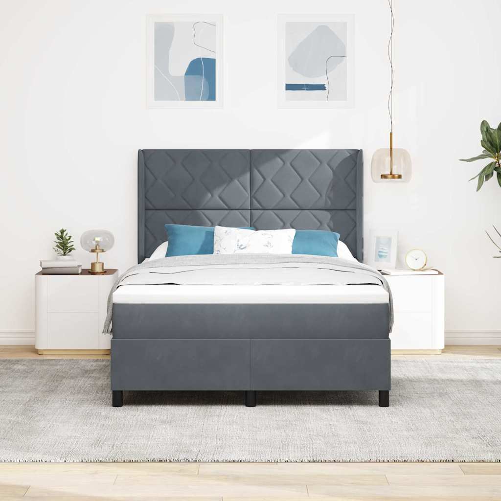 Cama tipo Box Spring Gris oscuro 160 x 200 cm Terciopelo | Leroy Merlin