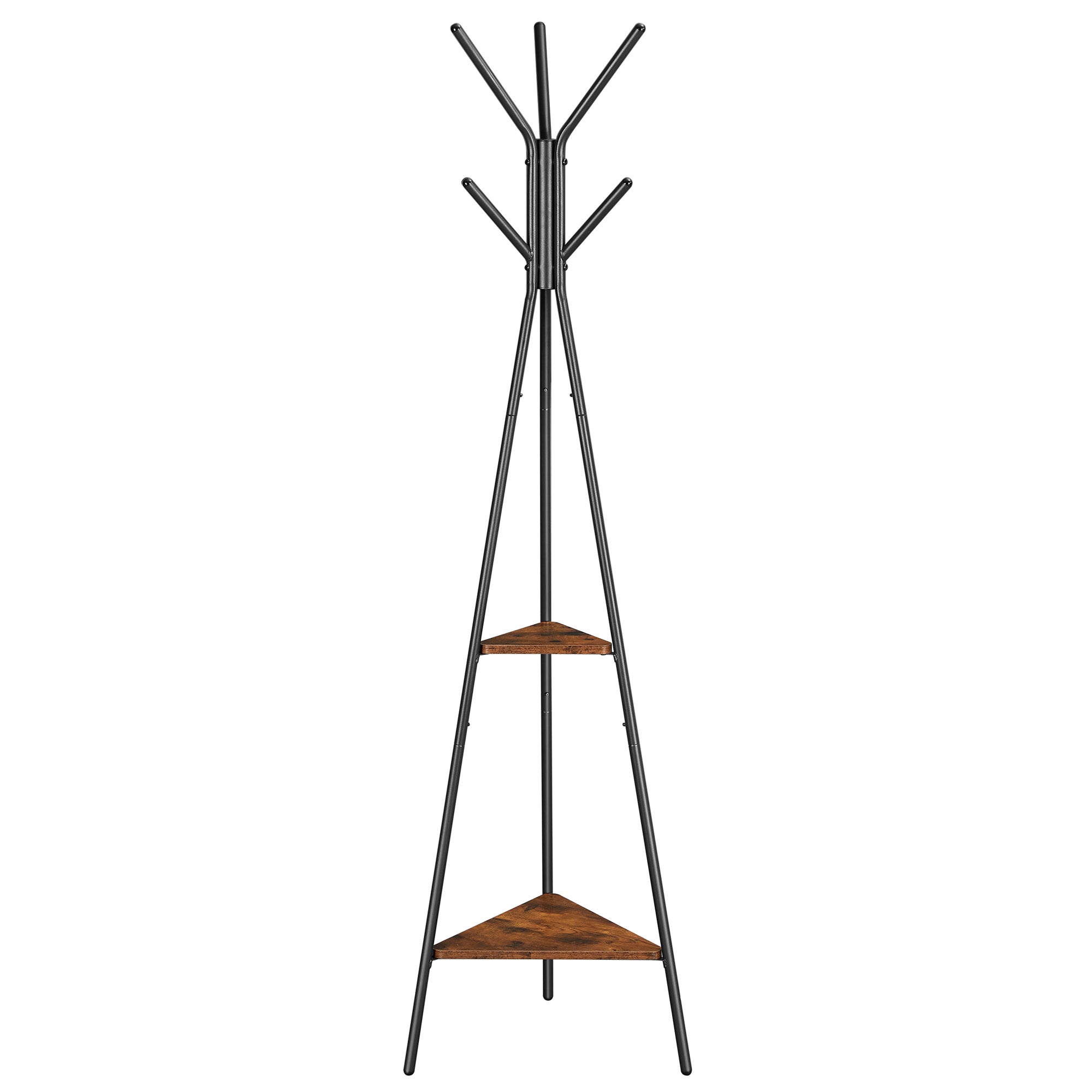 Vasagle Perchero, Perchero Para Abrigos, Perchero Para Sombreros Y Abrigos, Con 2 Estantes, Para Ropa, Sombrero, Rústico Y Regalo De Navidad Marrón/Negro , Leroy Merlin
