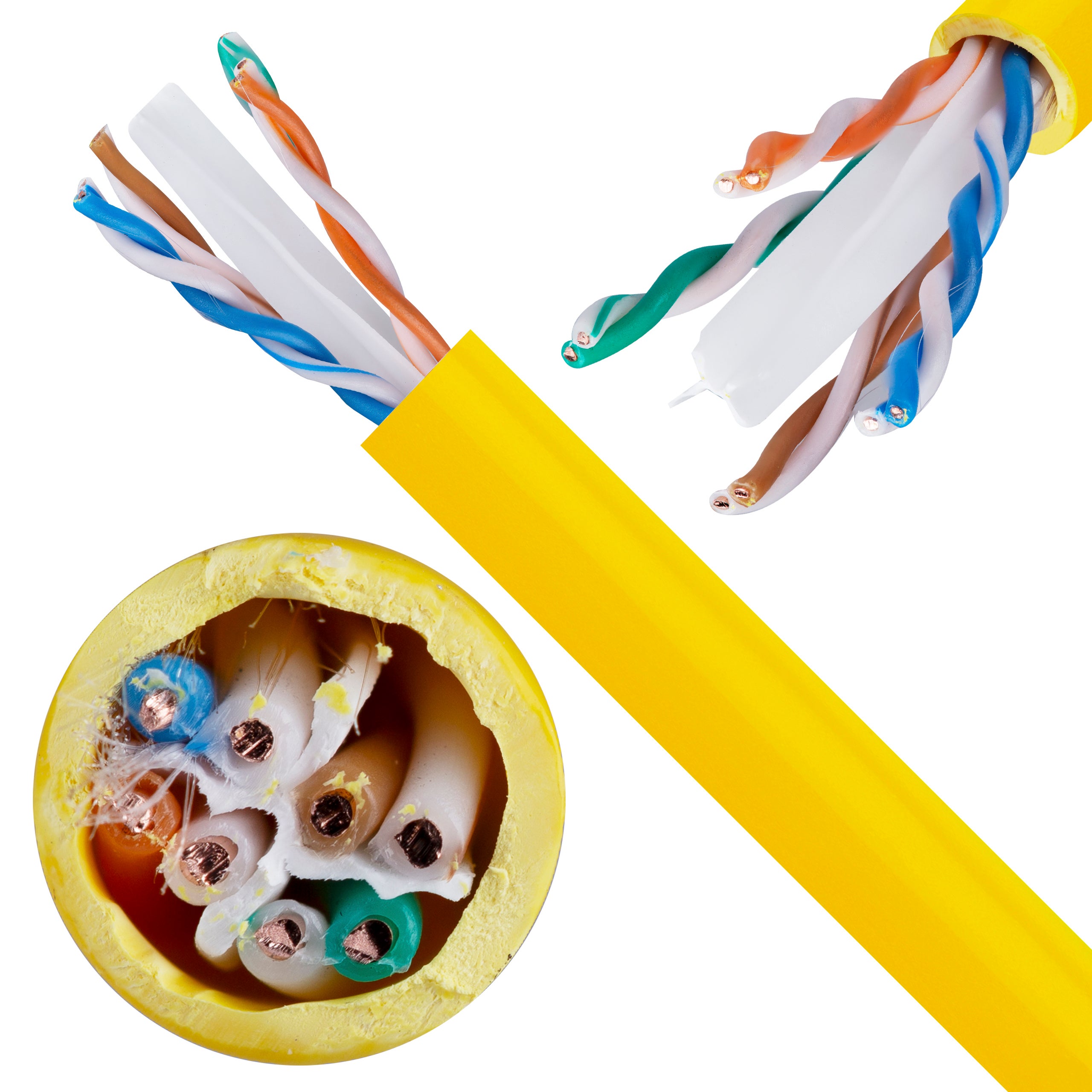 Kabel sieciowy U/UTP kat.6 skrętka 4x2x0,57mm wewnętrzny B2ca bezhalogenowy LSOH żółty SATEC 305m