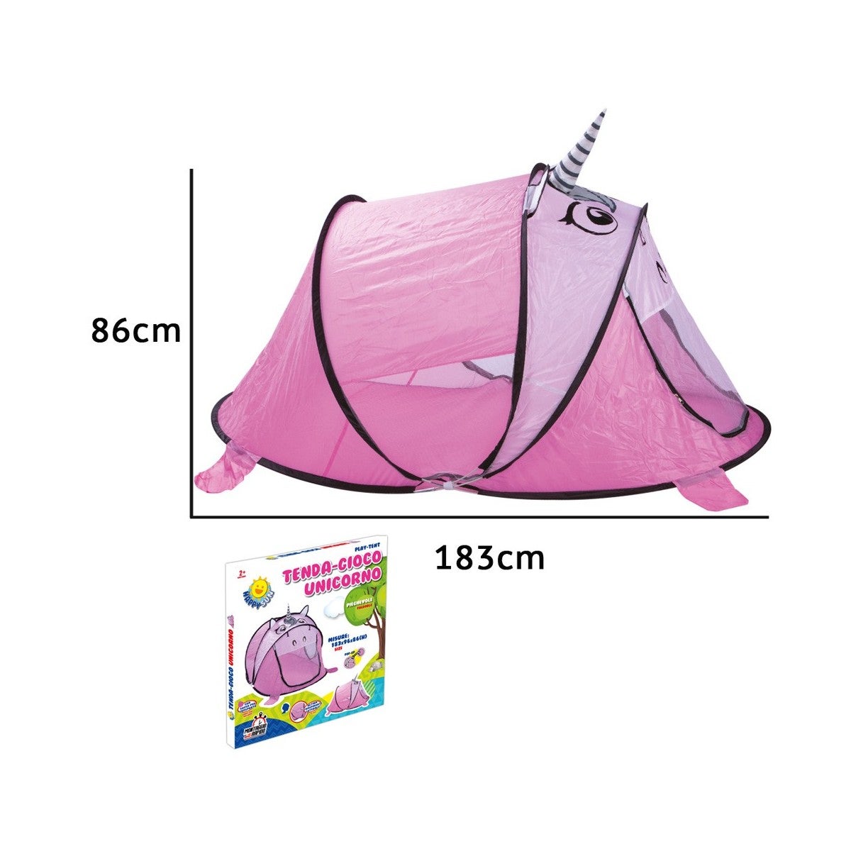 Tenda Gioco Per Bambini Con Stile Unicorno - 100x100x135 Cm, Tessuto Igienizzato, Facile Da Montare