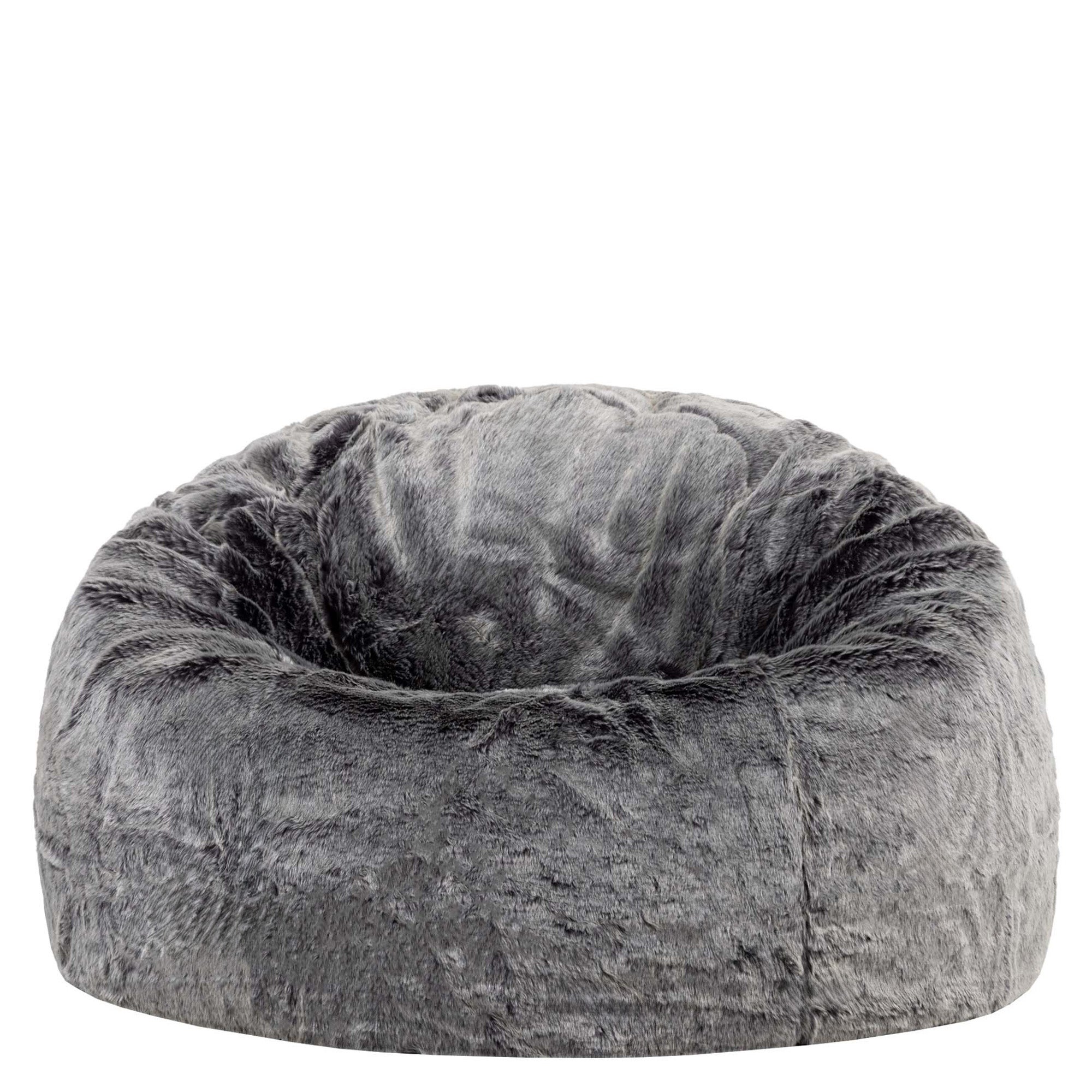 Pouf Icon fausse fourrure gris loup, salon, chambre, 85x85cm, Made in Allemagne, Oeko-Tex® - 5