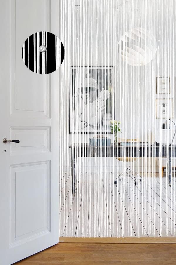 100x200cm Blanc Rideau De Porte en Perles Rideau Anti Mouches pour Porte Exterieur Moustiquaire Rideaux Rideau Anti Mouche Exterieur Cloison - 4