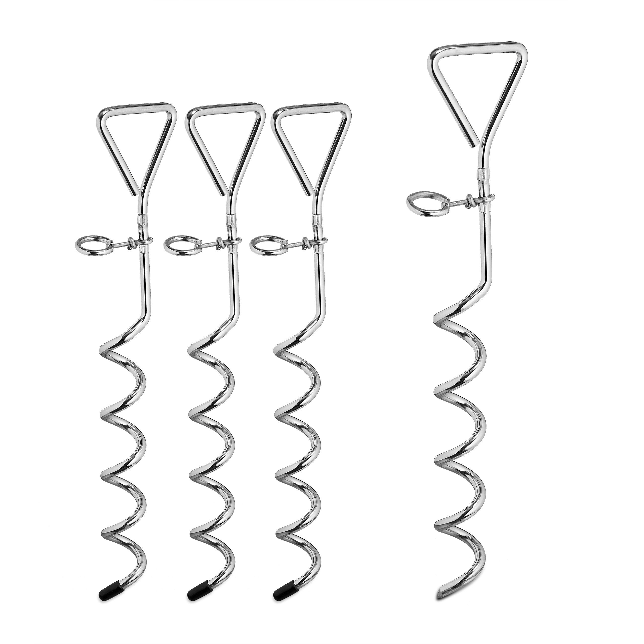Picchetti Ancoraggio In Acciaio 40 Cm – 12 Pezzi A Forma Di J Per Tende, Trampolini E Giardino – Colore Nero