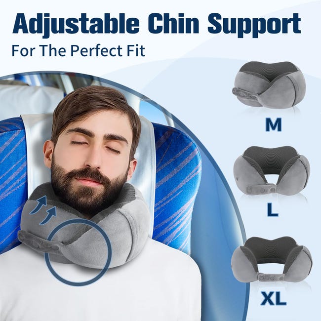 AIRTH® Cuscino cervicale da viaggio in memory foam, ergonomico, aeroplano e auto, cuscino da viaggio regolabile, con maschera per dormire e borsa, rivestimento lavabile, compatto e morbido AIRTH® Cuscino cervicale da viaggio in memory foam, ergonomico, aeroplano e auto, cuscino da viaggio regolabile, con maschera per dormire e borsa, rivestimento lavabile, compatto e morbido