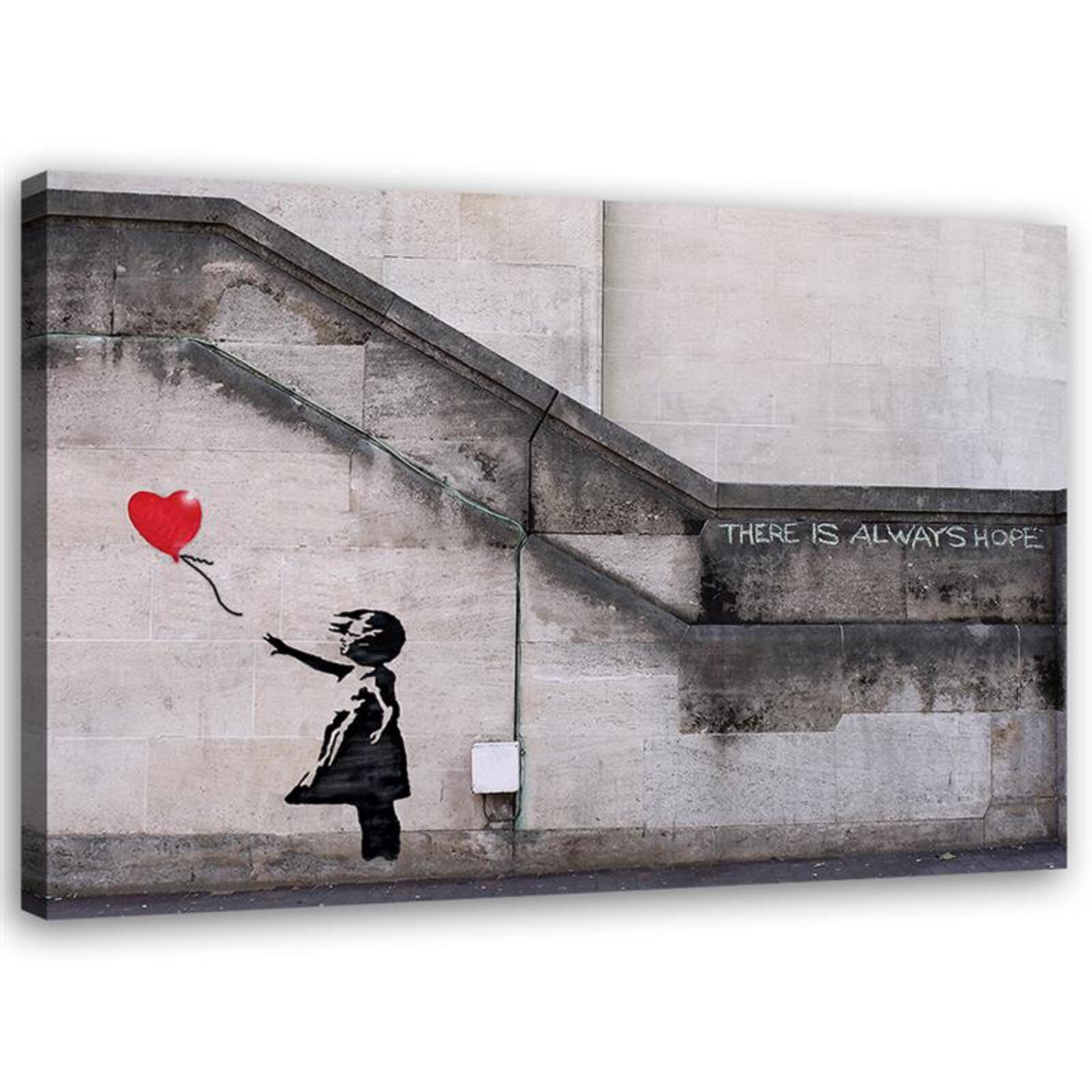 Obraz na płótnie, Mural Banksy Dziewczynka z balonikiem 90x60