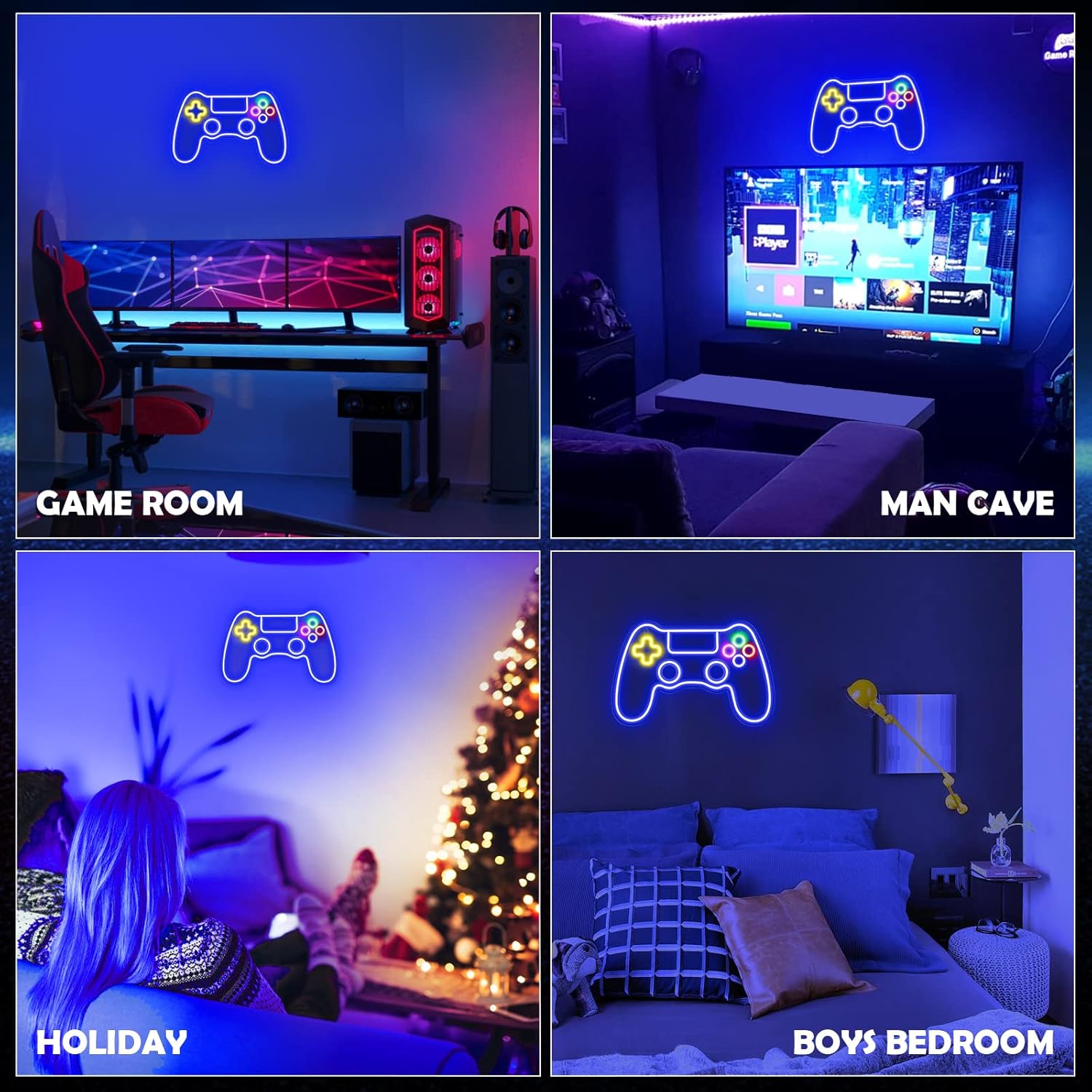 Panneau néon Gamer, panneau néon contrôleur de jeu pour décoration de salle de jeu, panneau néon de jeu LED, 26,5*40 cm - 5