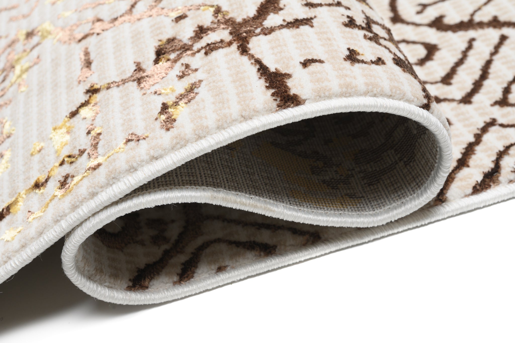 TAPISO Golden Tapis de Salon Moderne Crème Beige Marron Or Moucheté Motif Patchwork Doux Poil Court 140 x 200 cm - 3