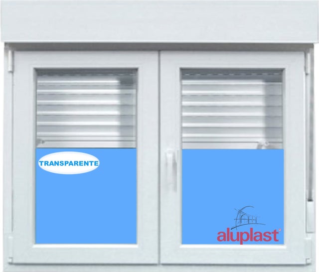 Ventana PVC 1500x1340 Blanca 2 Hojas Oscilobatiente con Persiana Vidrio Transparente