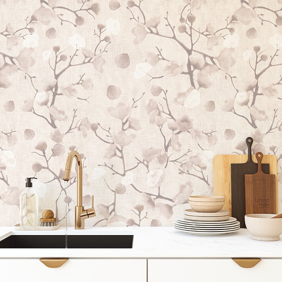 Papel de parede autoadesivo vinílico Rama Rosa. Impermeável. Ideal para cozinhas e banheiros. Fácil de aplicar e limpar. 65 x 280 cm - 3