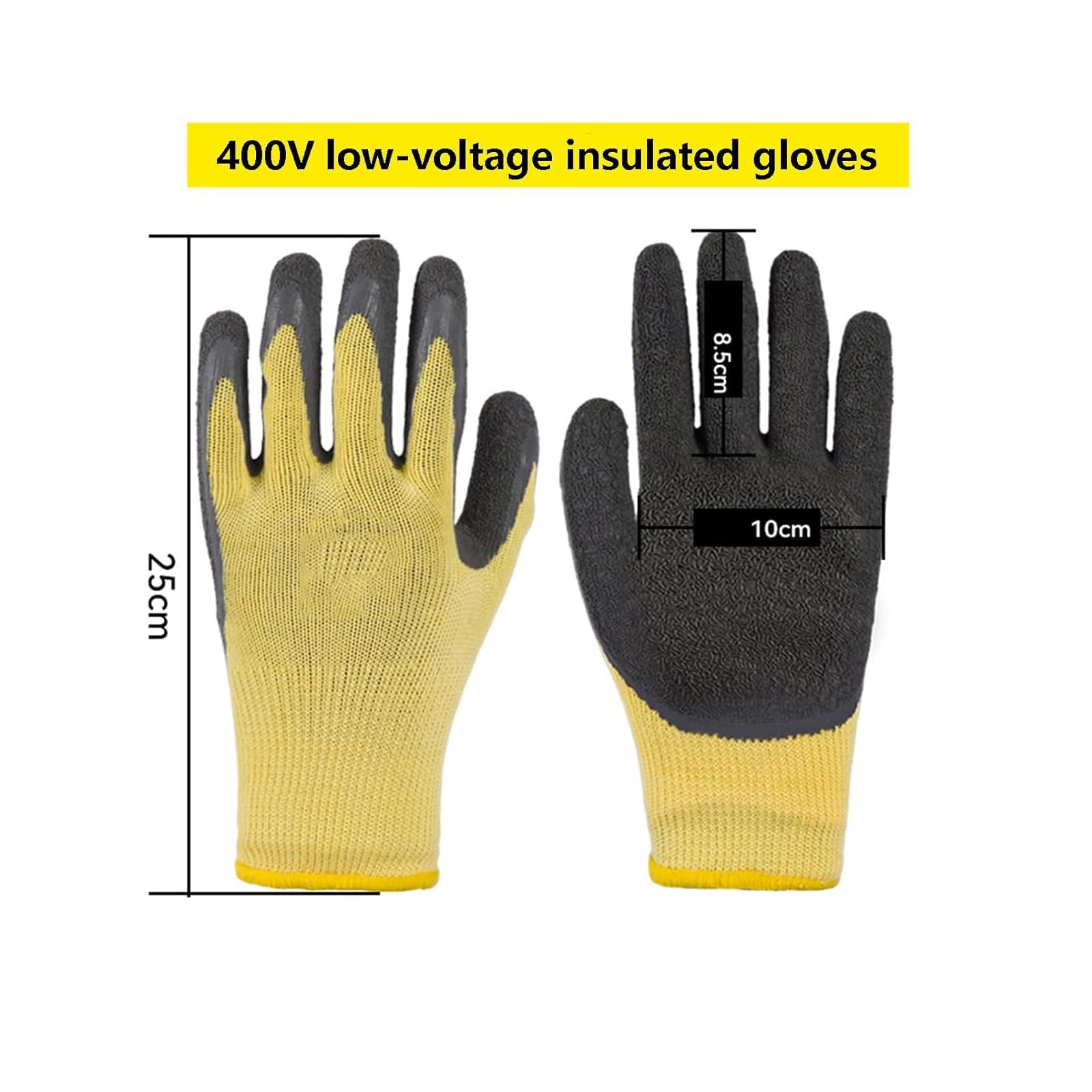 Gants Isolants Résistance Tension 400 V,Gants Isolants Électriques,Gants Antidérapants en Caoutchouc pour Électriciens,Gants D'électricien - 2