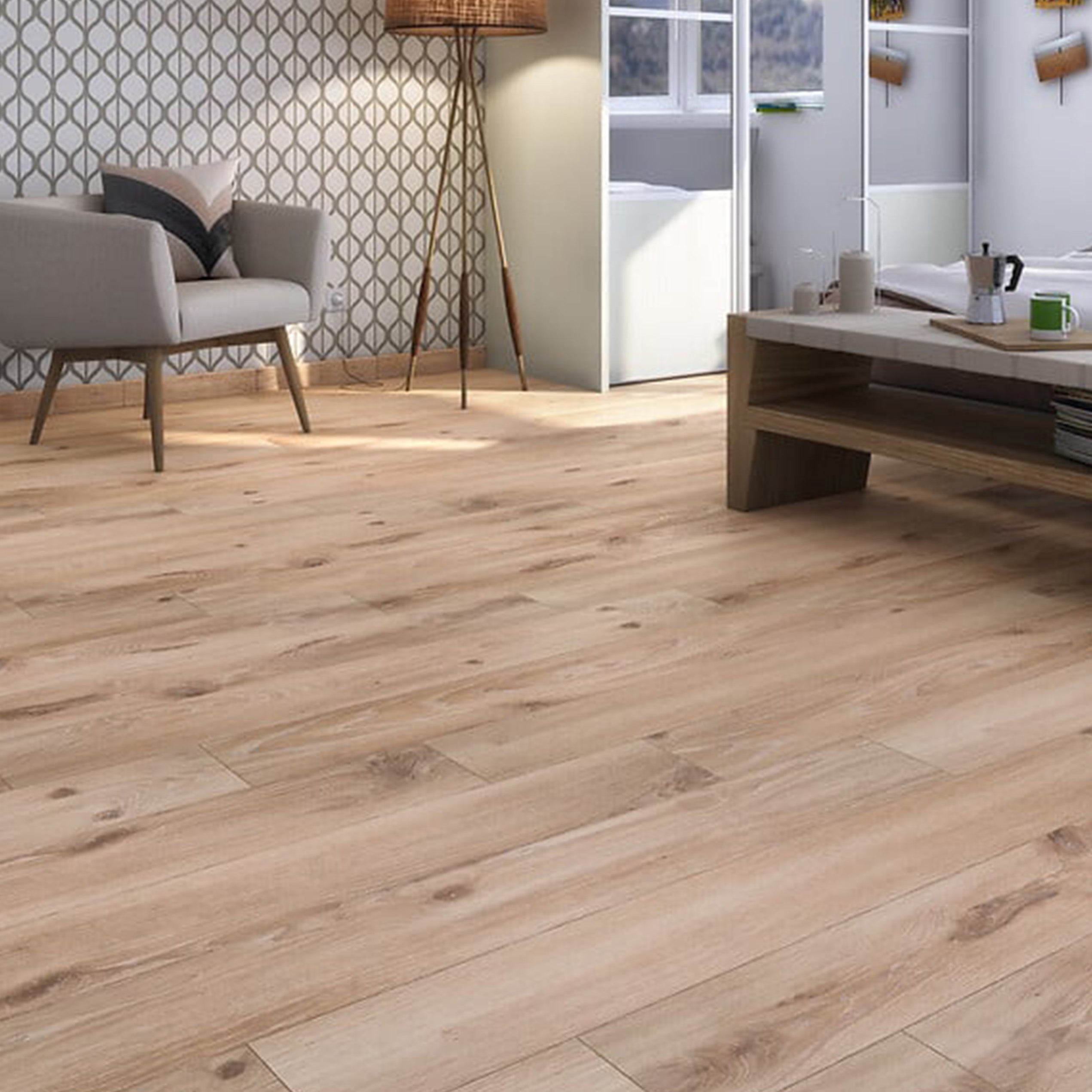 Sol stratifié effet parquet – 8 mm – boîte de 9 lames - 2,22 m2 – EH AQUAFIT8 K230 PURE+ Golden Vista Oak - 2
