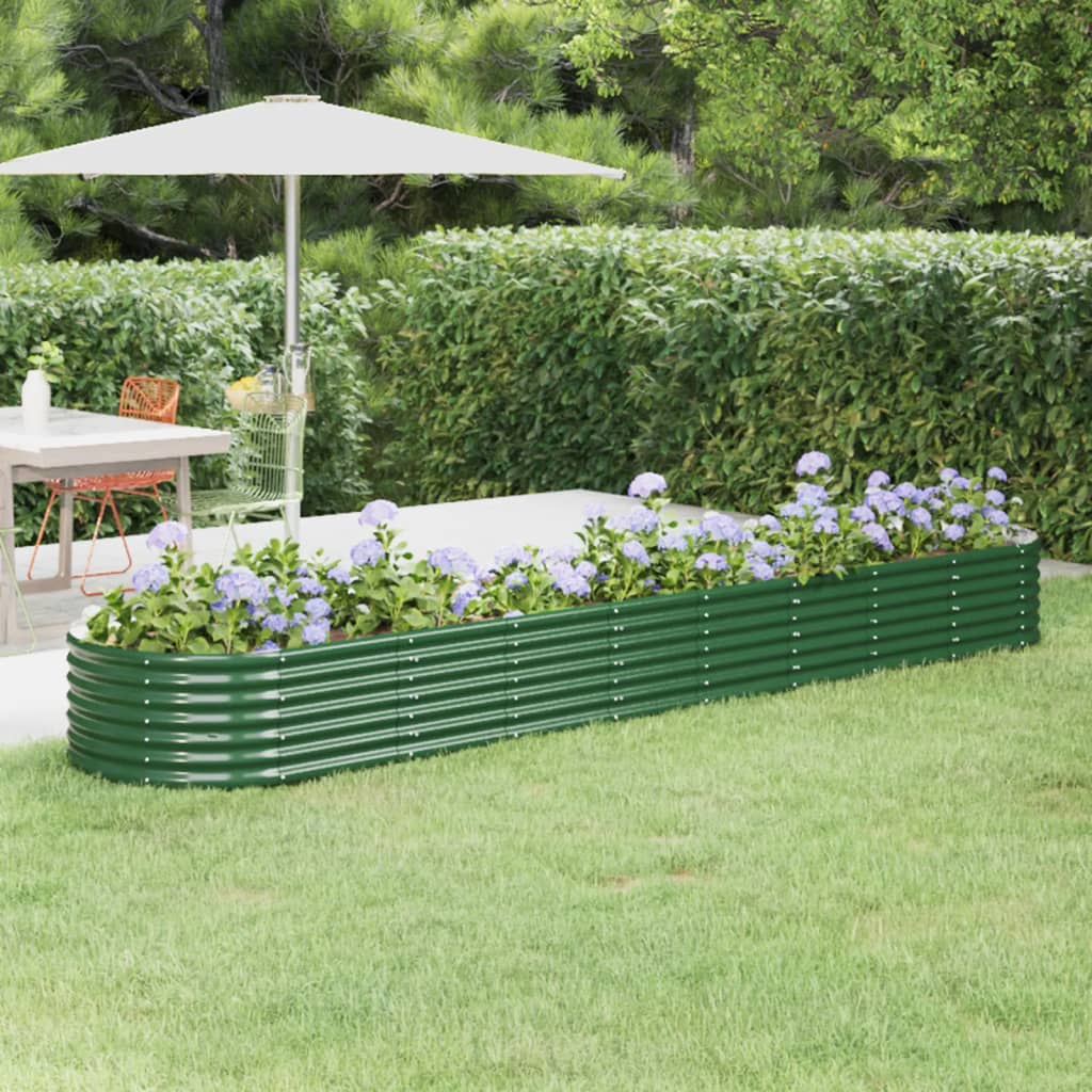Jardinière de jardin | Pot de Fleurs Acier enduit de poudre 368x80x36 cm Vert CFW86964 - 2