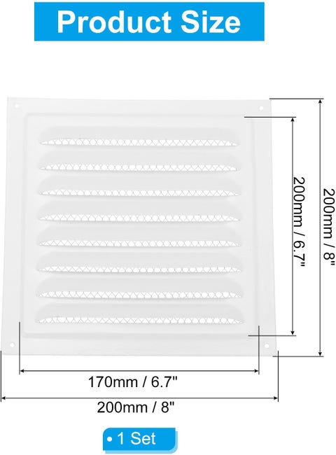 Griglia Di Ventilazione 20x20 Cm In Acciaio Inox - Per HVAC O Parete, Colore Antracite, Con Zanzariera - Foto 14
