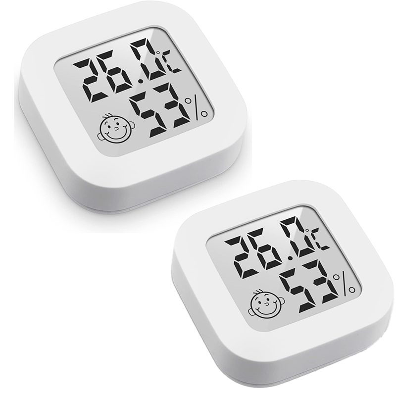 2-pak miniaturowych termometrów do pomieszczeń z monitorem temperatury i wilgotności oraz wskaźnikiem poziomu komfortu