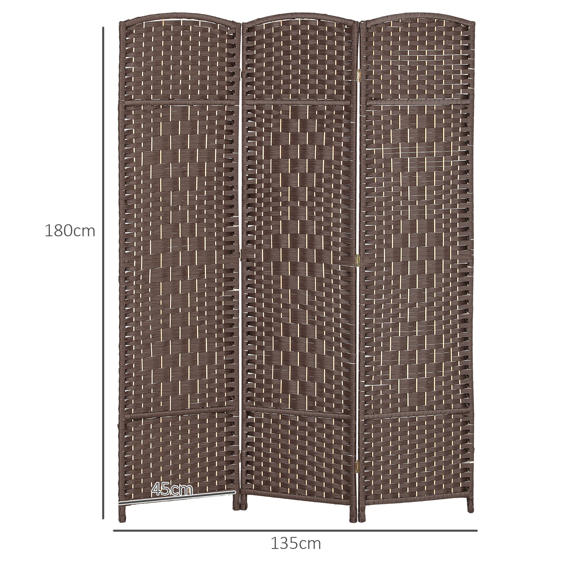Paravent intérieur en bois 3 panneaux séparateur de pièce pliable pour salon chambre 135 x 180 cm marron - 5