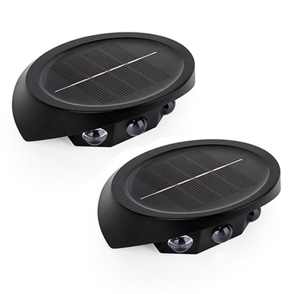 2 * solarna lampa ścienna z ciepłym białym światłem, zewnętrzna lampa dekoracyjna do ogrodu, wodoodporna IP55, lampa do chodzenia, lampa pomostowa