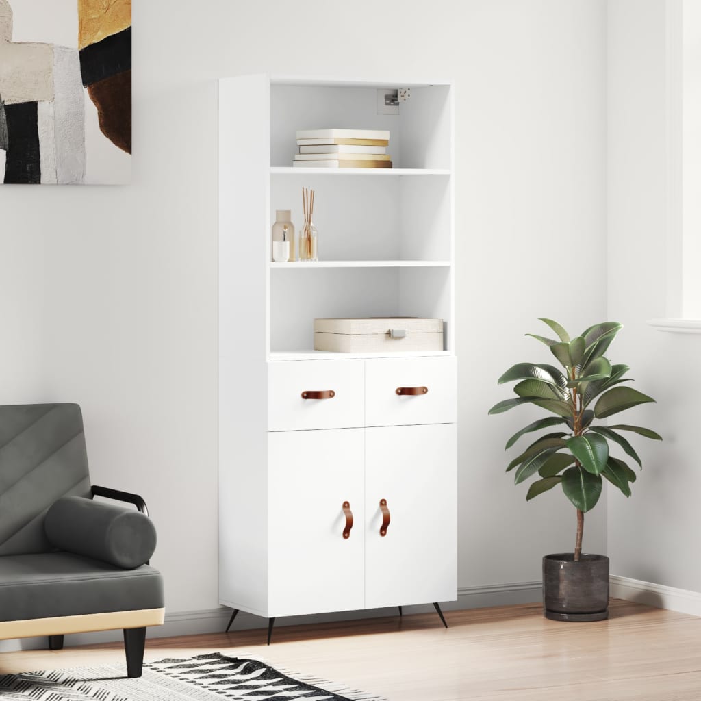 Buffet haut Blanc 69,5x34x180 Bois d'ingénierie - 2