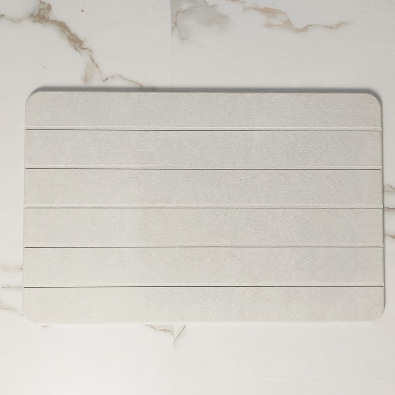 Mata podłogowa z ziemi okrzemkowej, twardy materiał, odpowiednia do łazienek i kuchni (szara w paski, 39 x 60 x 0,9 cm)