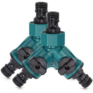 Splitter per tubo da giardino in ottone a 2 vie, tutto il corpo in metallo resistente