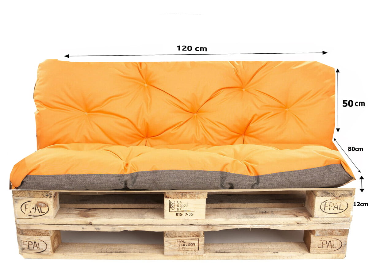 Set Coussins pour palettes, Assise 120 x 80 et Dossier 120 x 50cm orange, coussins canapé / coussin palette in / extérieur, SETGARDEN - 2