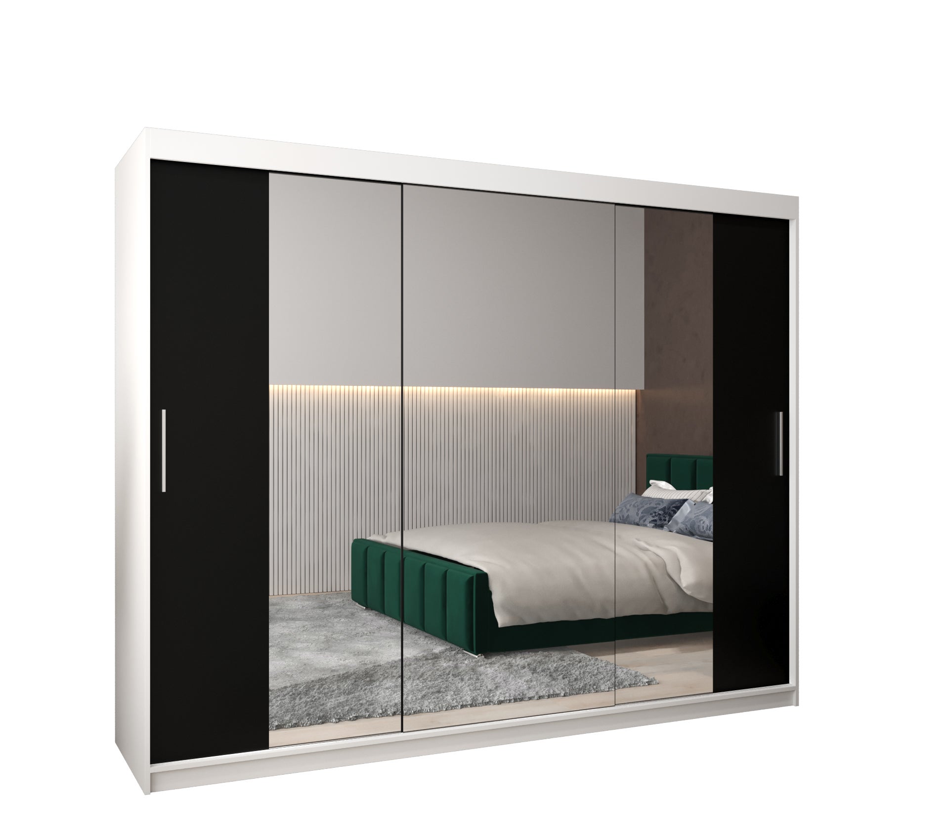 Szafa przesuwna garderoba TOKYO 2 250 x 62 x 200 cm Biały + Czarny - Abiks Meble