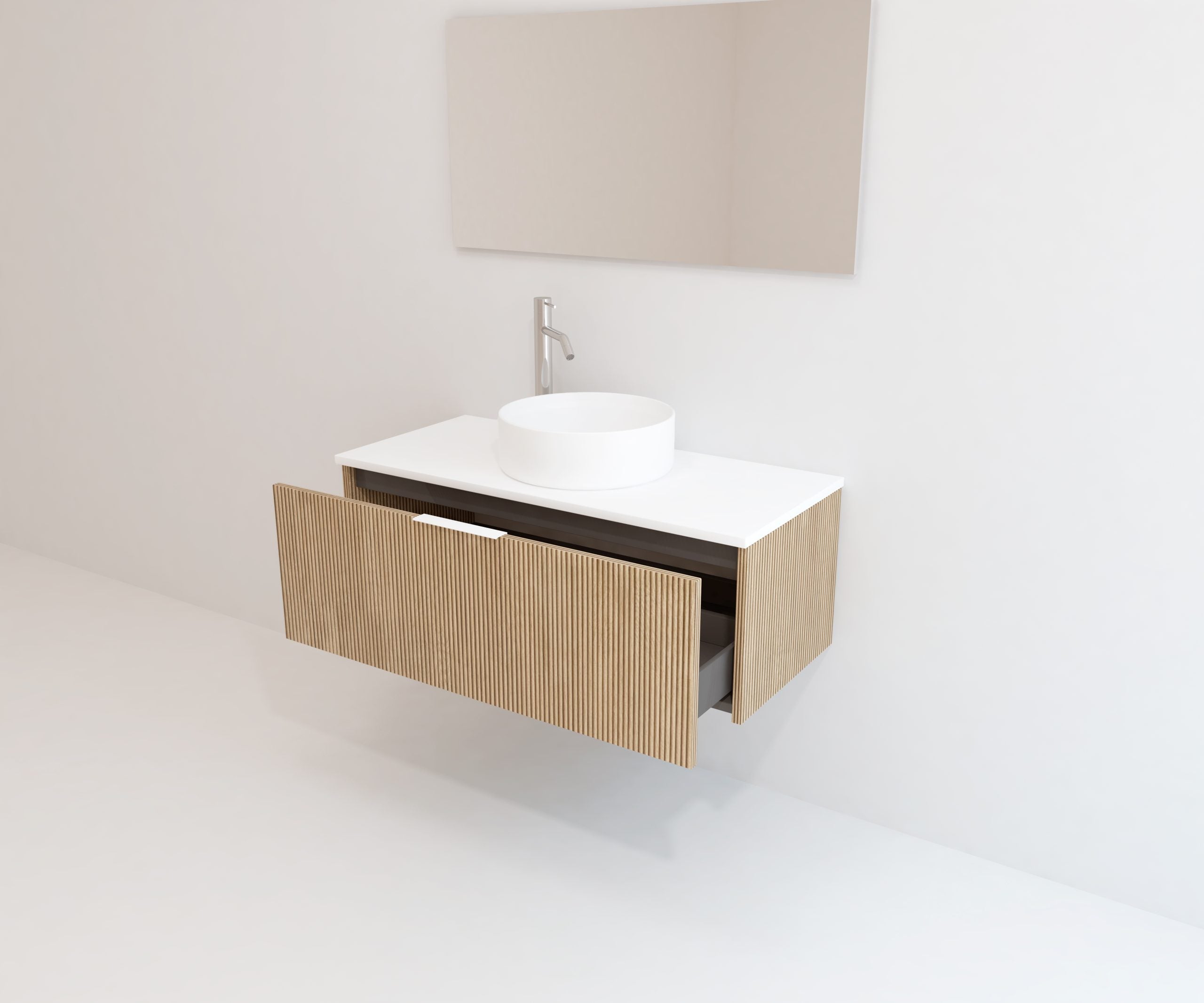 Ensemble de meubles de salle de bains Emene OPOSSÉ blanc mat, 80 cm, + vasque - 5