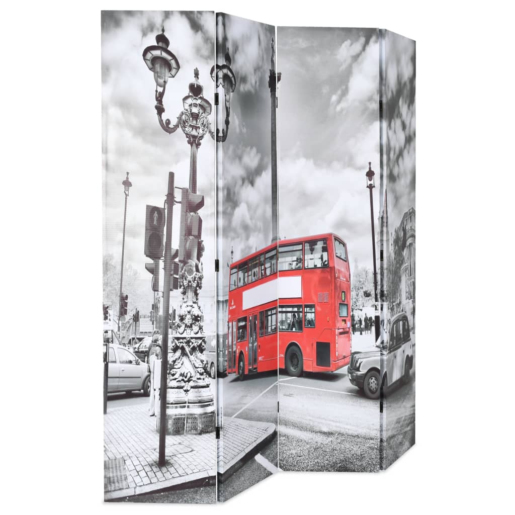 Biombo separador divisor - plegable 160x170 cm bus londres blanco y negro