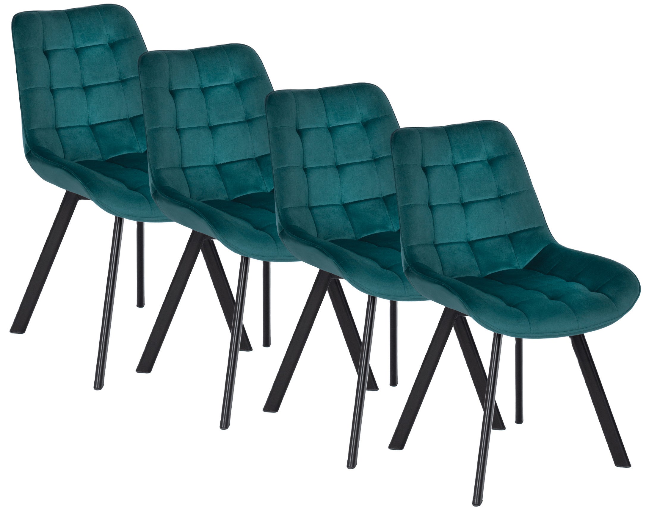 Zestaw 4x RICK Krzesło Welur Turkus
