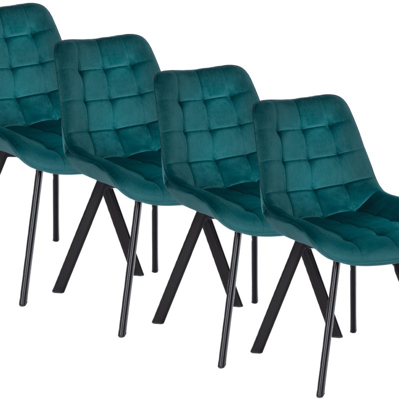 Zestaw 4x RICK Krzesło Welur Turkus