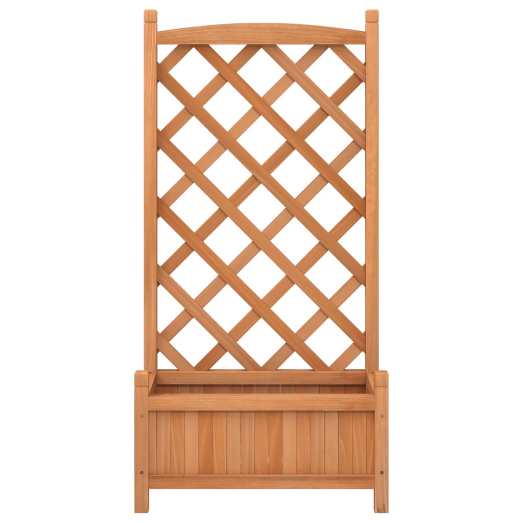 Jardinière, Pot de fleur，Bac à fleurs avec treillis marron bois massif de sapin CFW97955 - 4