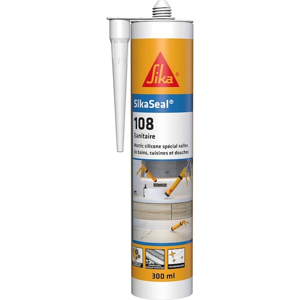 Mastic silicone anti-moisissure SIKA Sikaseal 108 Sanitaire - Transparent - 300ml - 3