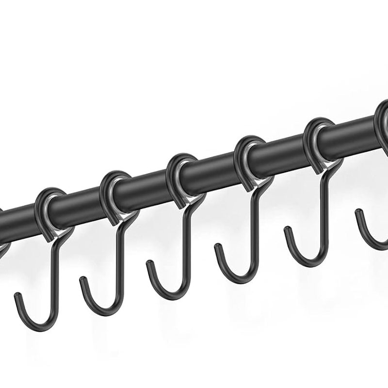 Uchwyt ścienny ze stali nierdzewnej z 5 przesuwanymi haczykami do kuchni i łazienki (szaro-czarny)