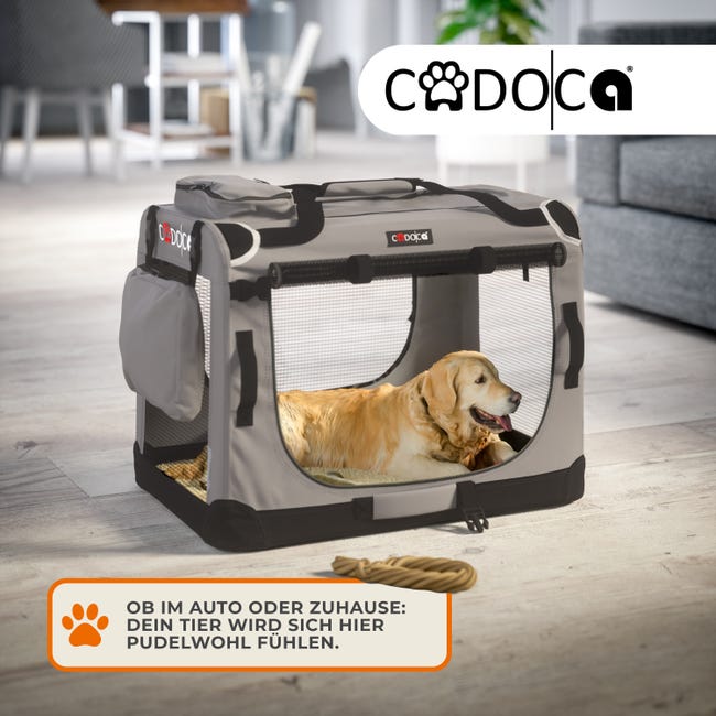 CADOCA® Cage de transport L Gris pour animaux chien chat rongeur