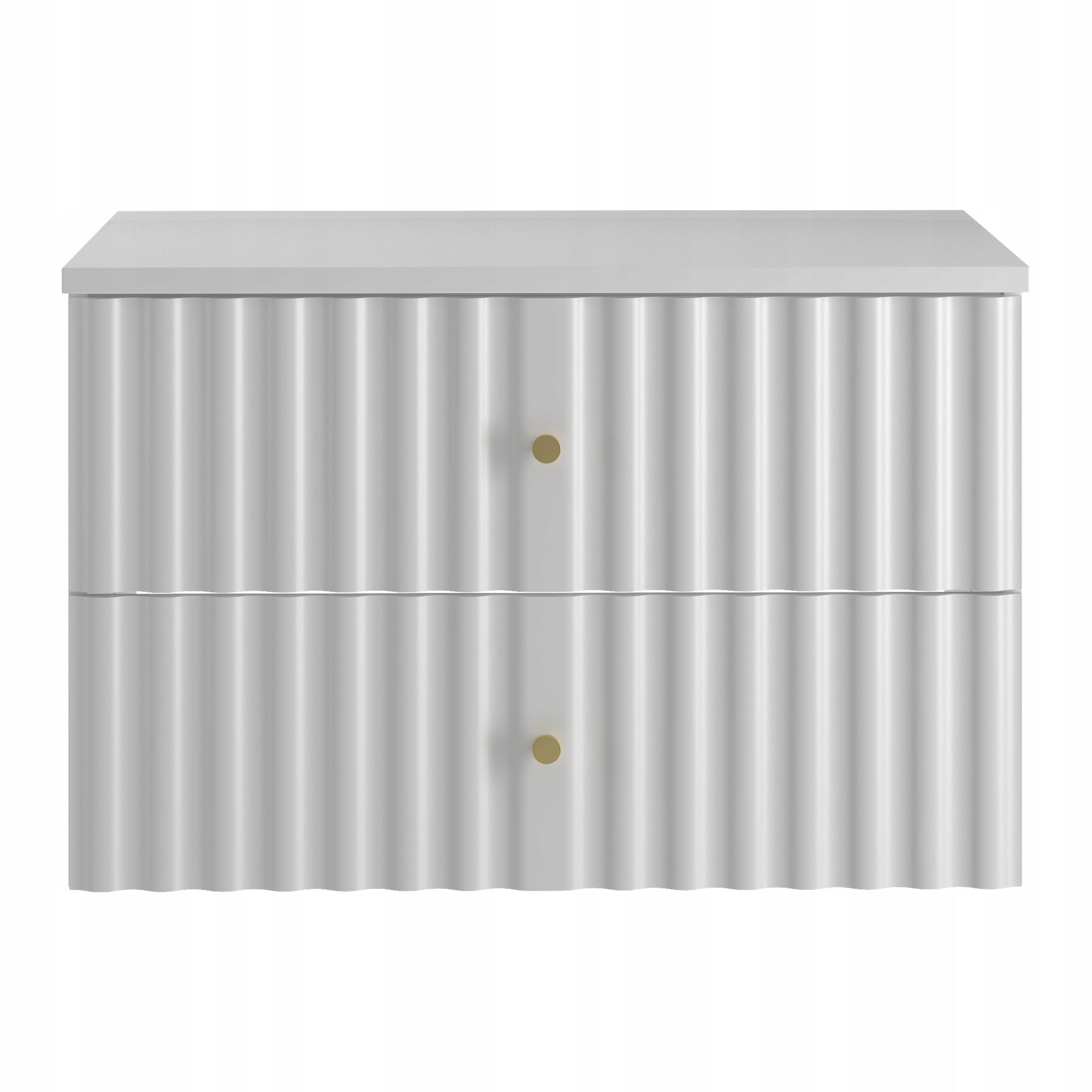 Szafka łazienkowa AQUA 80 cm biała z blatem wisząca 2 szuflady ryflowane fronty MDF