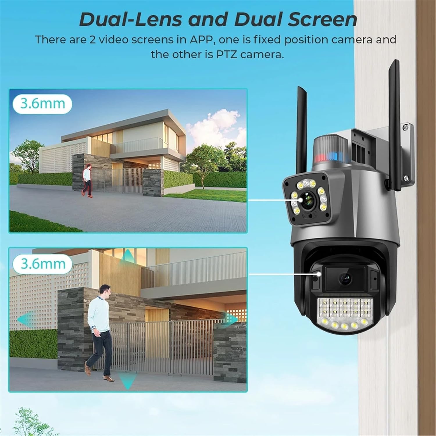 Caméra de sécurité, Caméra IP 4MP 4K Double Objectif écran Couleur ...