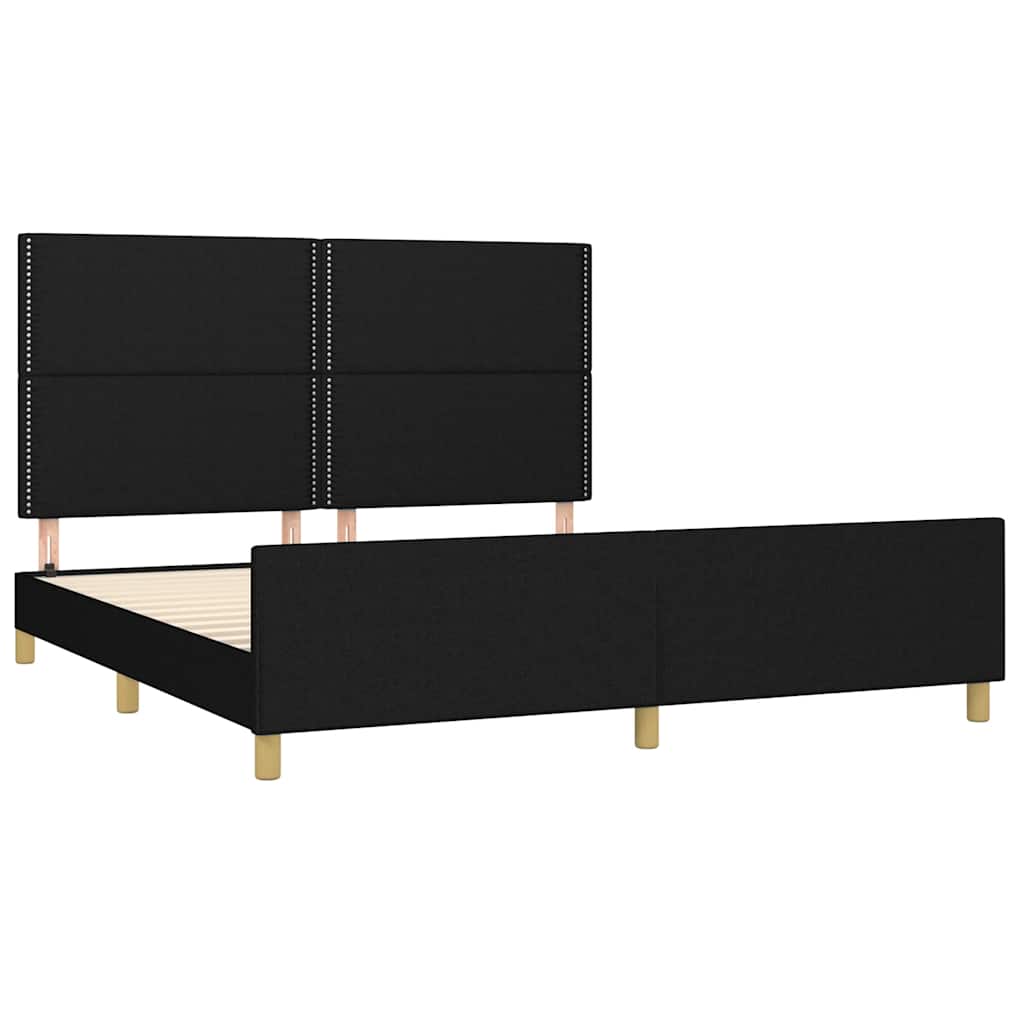 Cadre de lit sans matelas, tissu noir, pour la chambre, 180 × 200 cm - 4