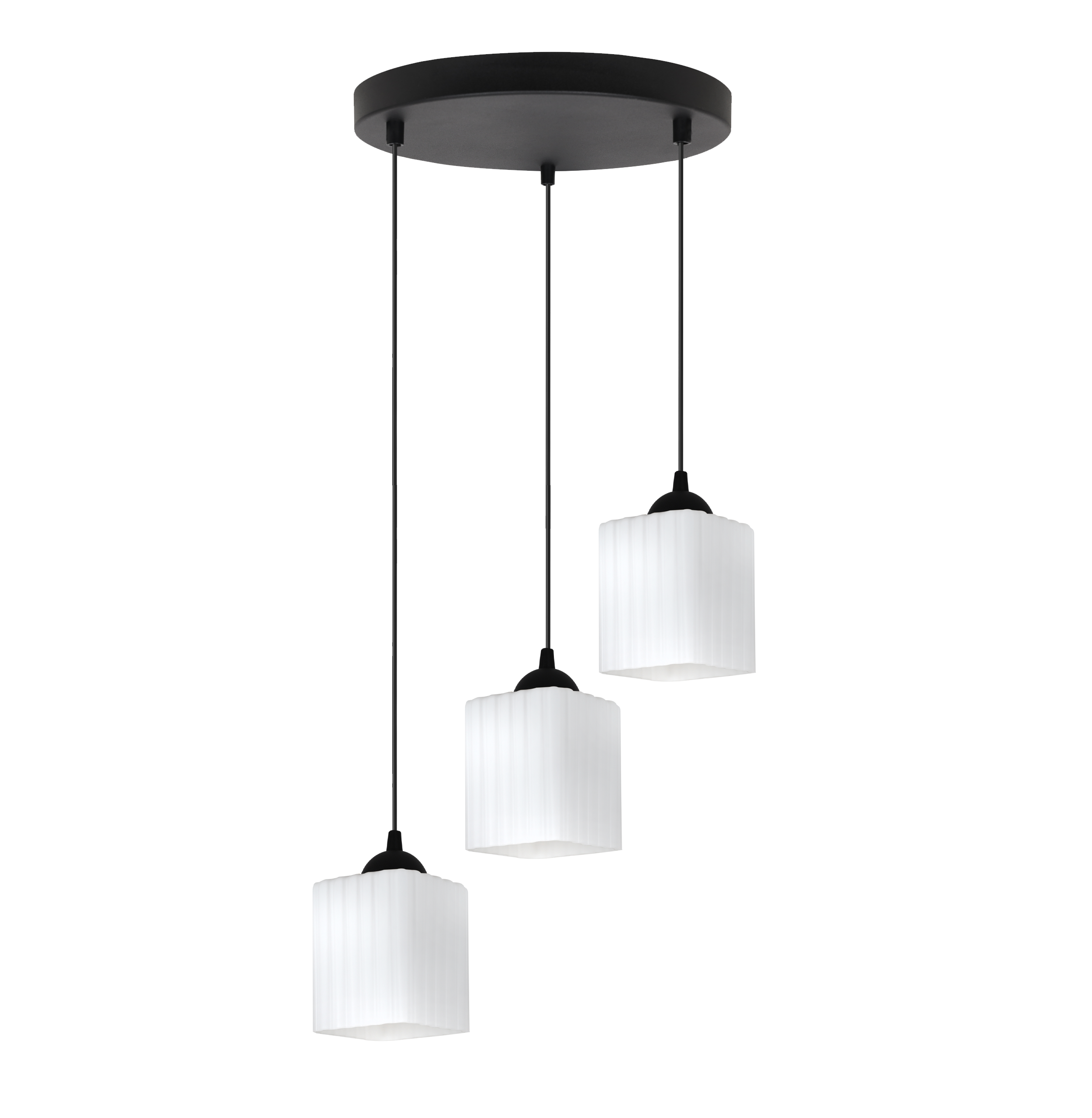 Lampa sufitowa wisząca okrągła Riffle loft 3xE27 klosz sześcian biały Light Home LH