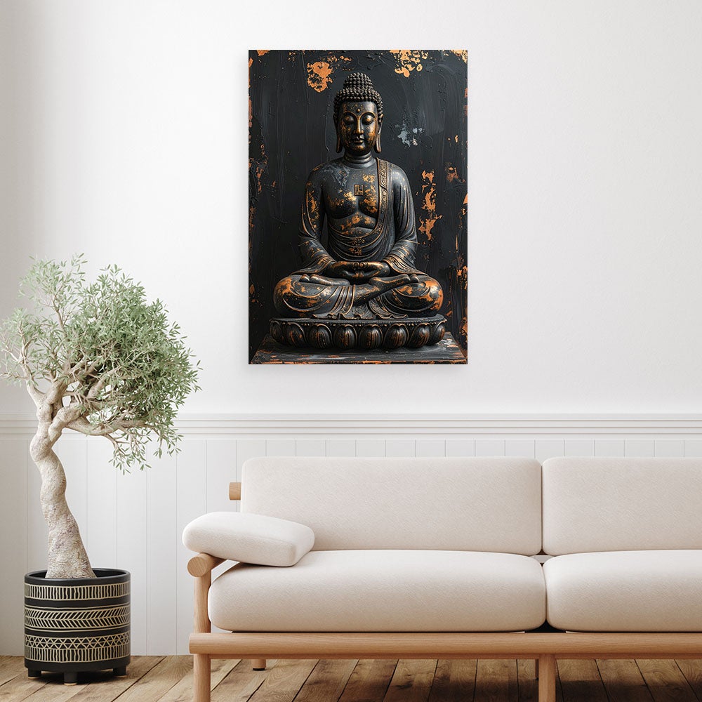 Obraz do salonu sypialni biura loftu, Budda Zen Spa na czarnym tle 60x90 - 2