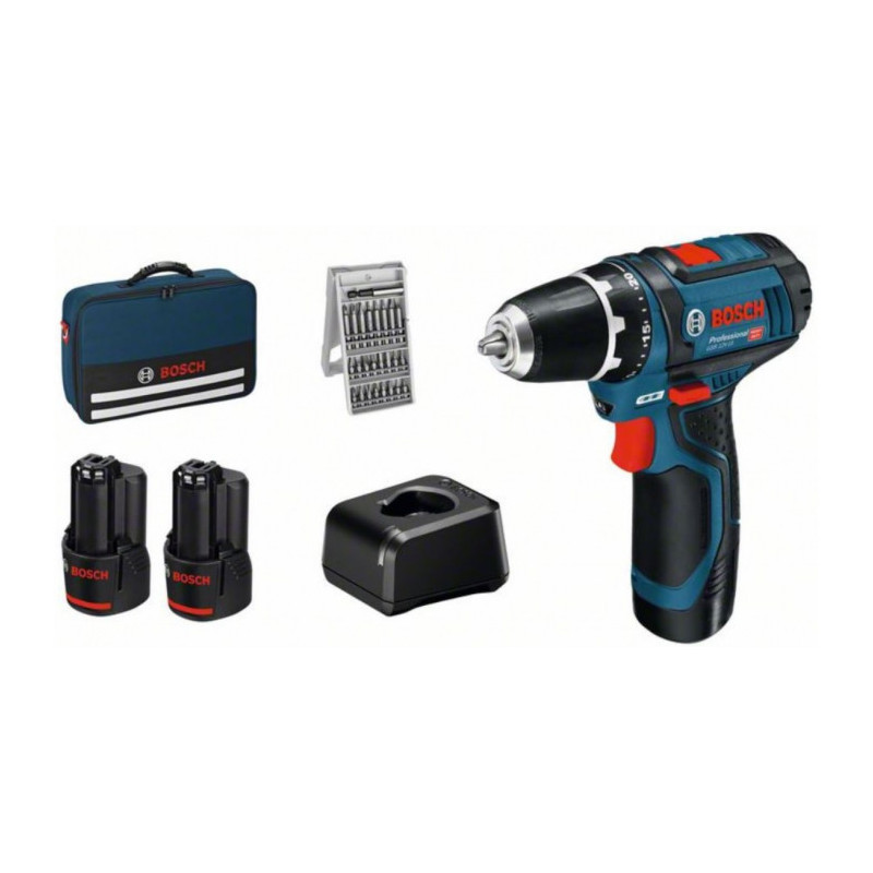 Perceuse sans fil 12V GSR 12V-15 + 2 batt 2Ah + 25 accessoires BOSCH Professional - 4