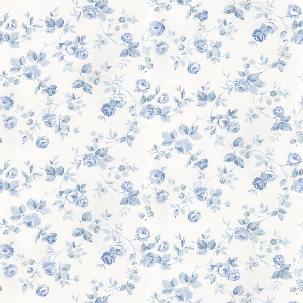 Papier peint fleurs bleu et blanc cassé - 53 cm x 10 m - Sanders & Sanders - 6