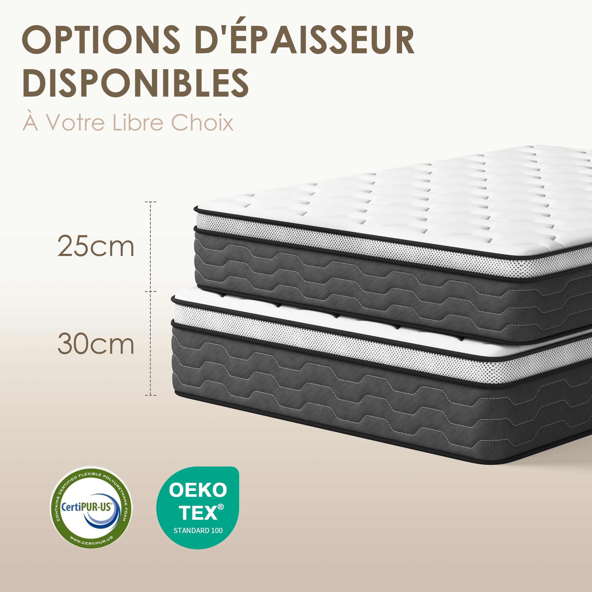 DEWINNER Ensemble matelas + sommier 160x200 cm, épaisseur du matelas 30cm - 6