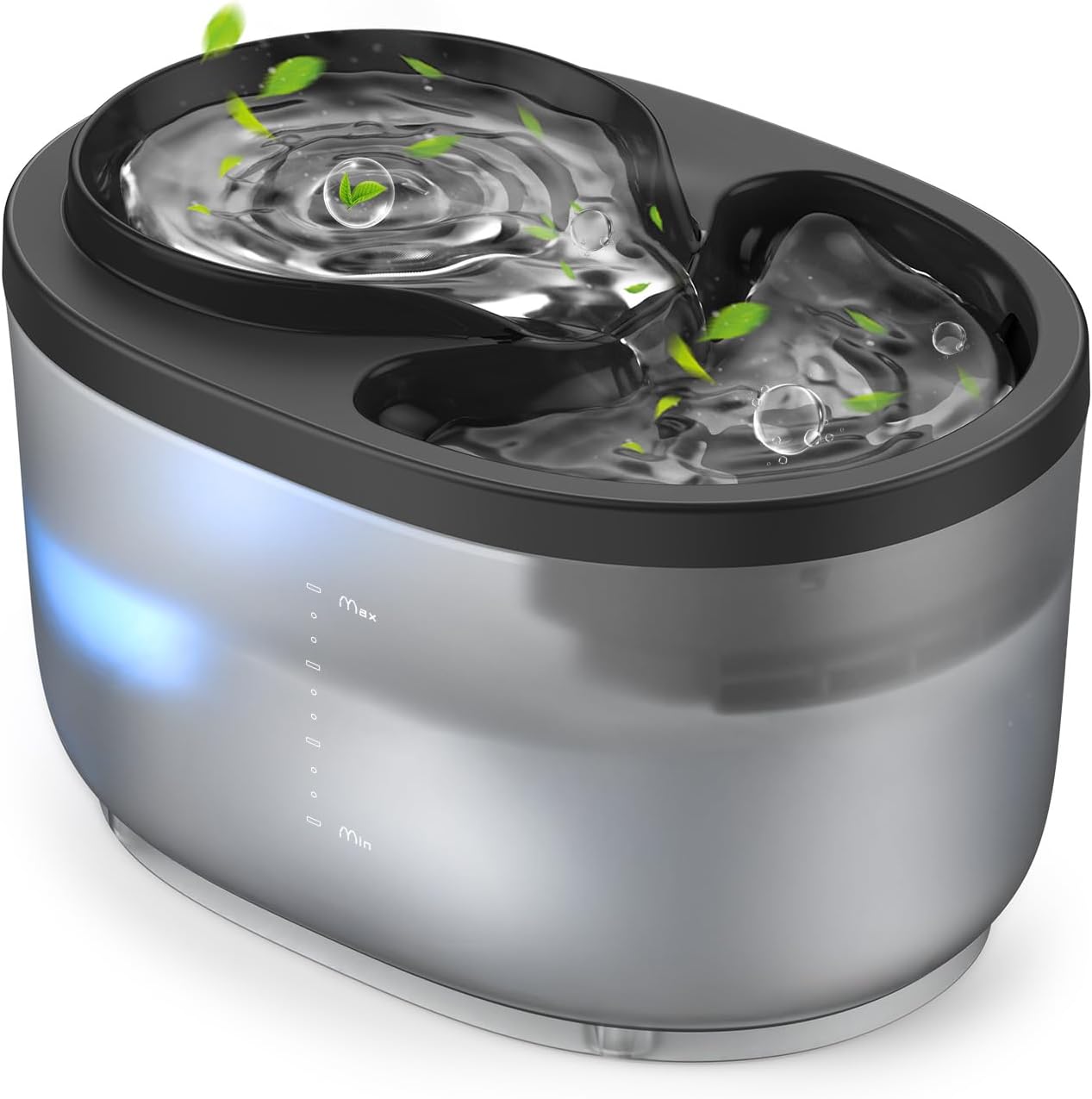 QEXREED Fontanella Per Gatti 2.5 L, Filtri Fontana Per Gatti 2 5 W Silenziosa Con Filtro Al Carbone Attivo Fontanella Gatti Serbatoio Dacqua Nero Traslucido Per Animali Domestici Multipli