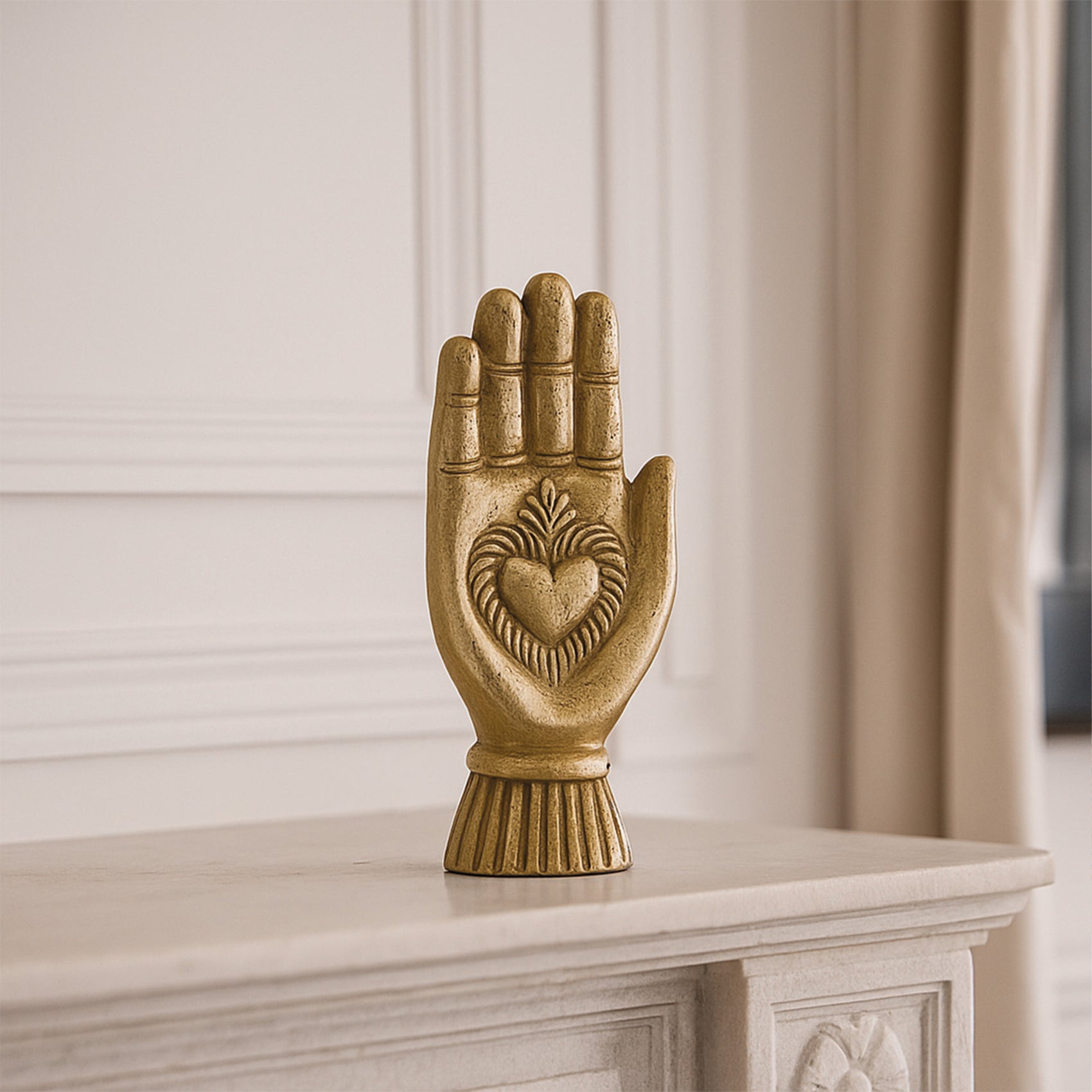 Ex-voto main objet décoratif - Doré - 7x4x16 cm - Résine - 3