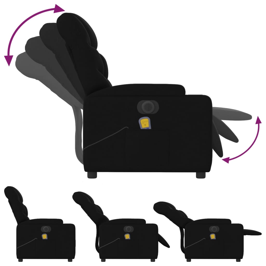Fauteuil de massage inclinable électrique, en tissu noir, pour le salon - 6