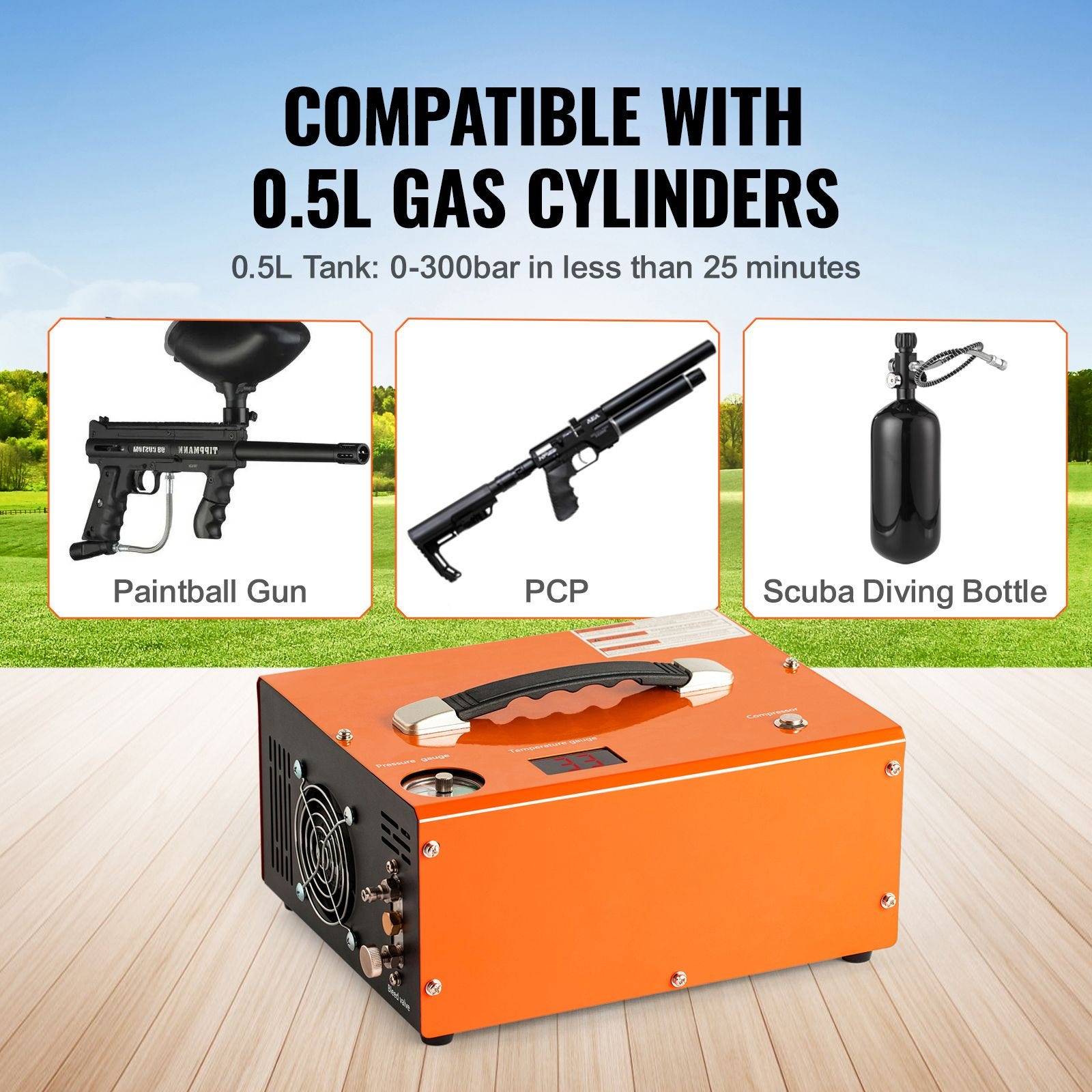 Pcp Portable Compressor Compressor PCP 4500 PSI portátil com conversor integrado e auto-stop ...