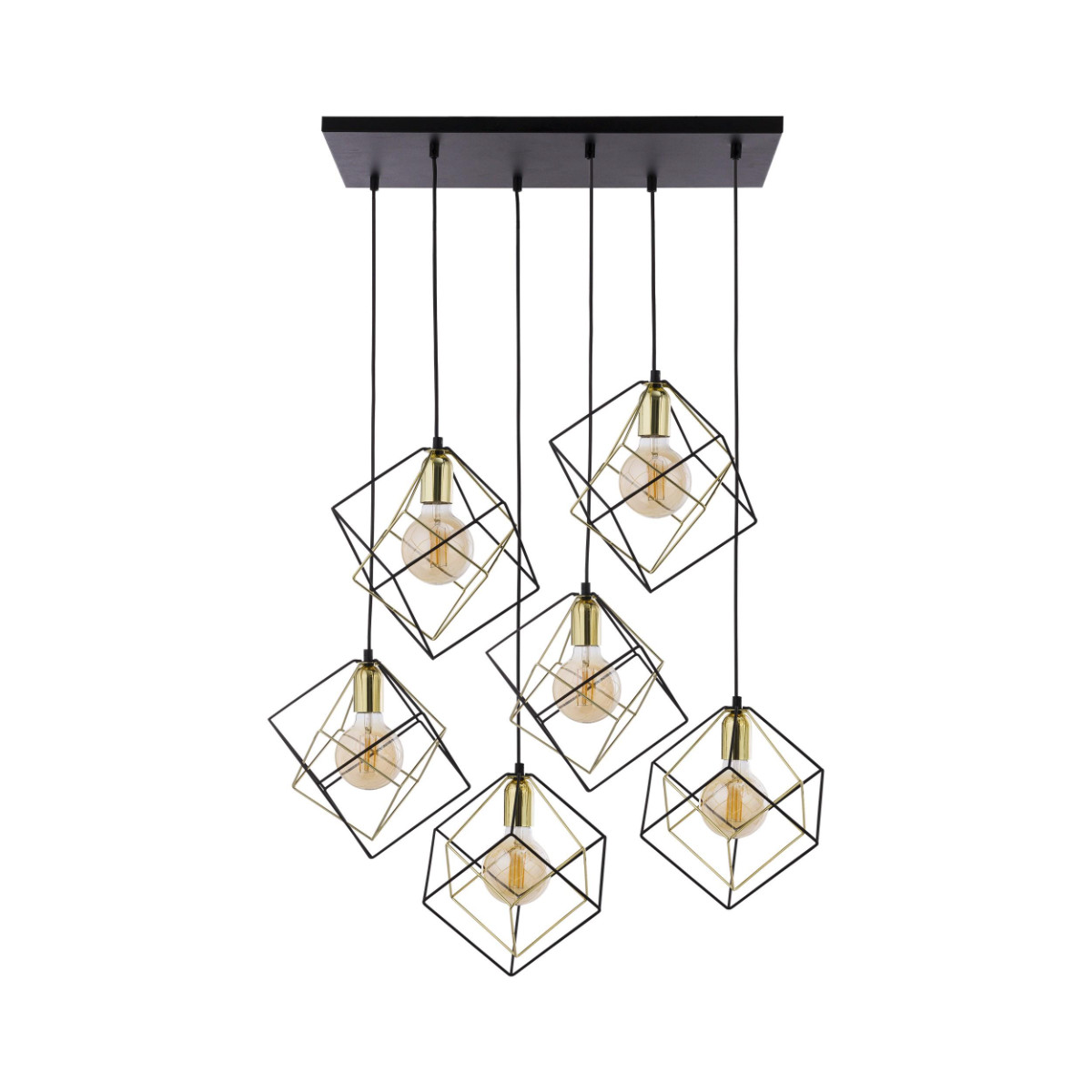Lampa sufitowa wisząca Alambre czarno-złota 6xE27x15W wym: 140 x 78 x 46 cm metal TK Lighting