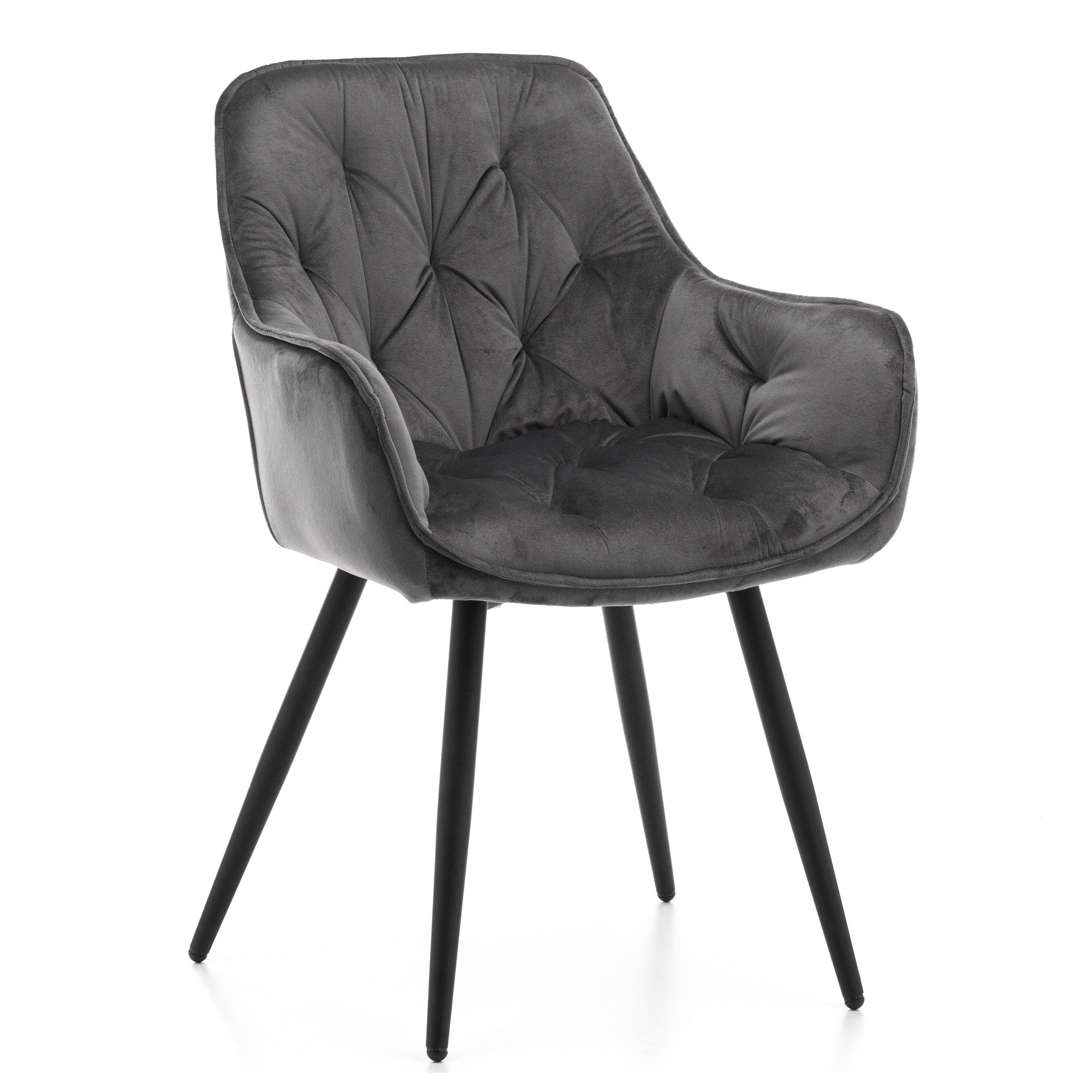 Krzesło tapicerowane pikowane welurowe SIENA szare